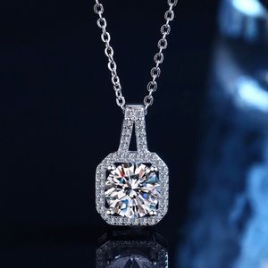 1.0 CT Moissanite 18K White Gold Plated over S925 Pendant Necklace